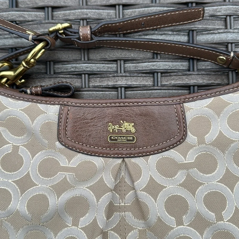 COACH Ashley Khaki & Gold Lurex Optic Art Swingpack Crossbody - Picture 5 of 16